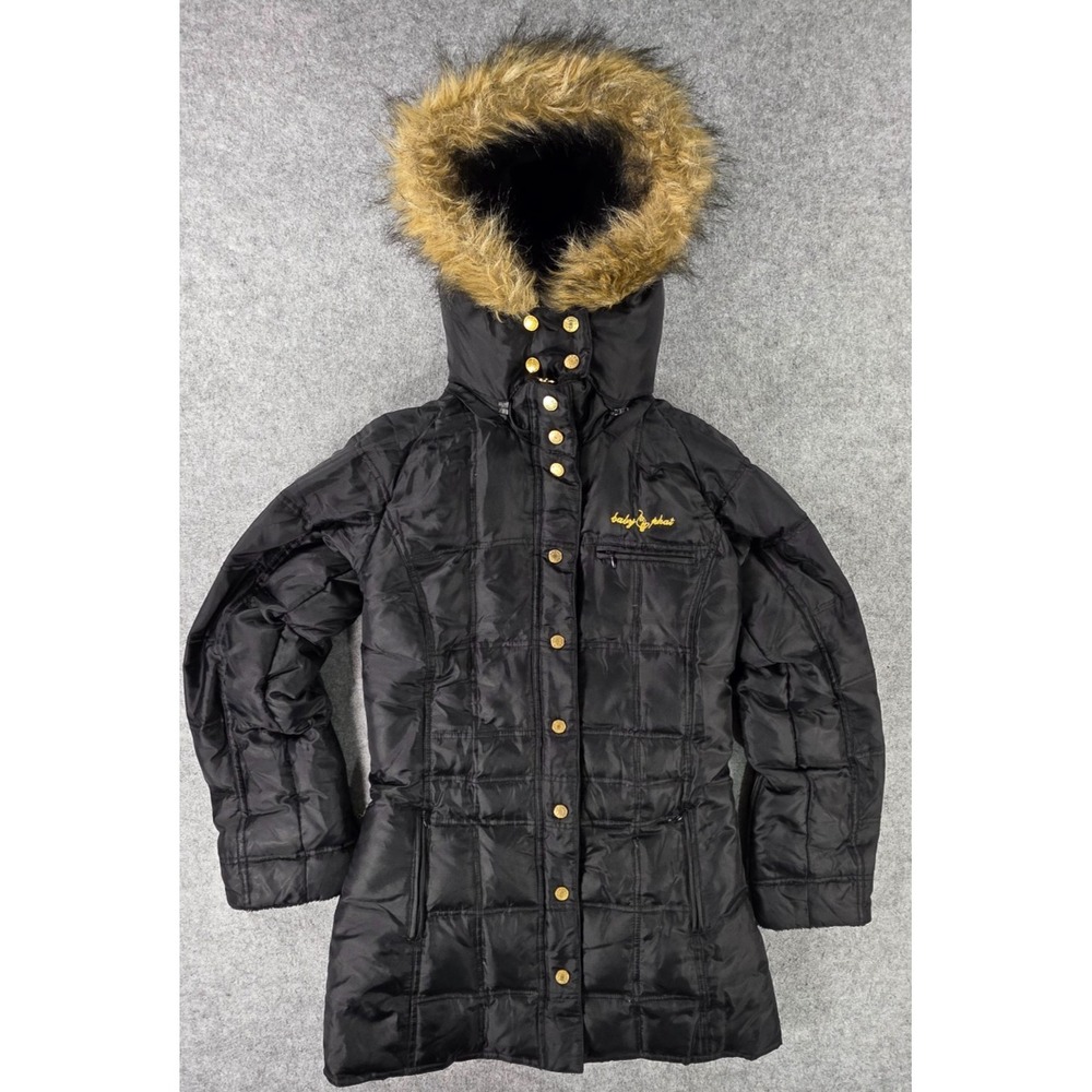 Vintage Baby Phat Jacket Y2K Faux Fur Hooded Womens S Coat Quilted Puffer Down